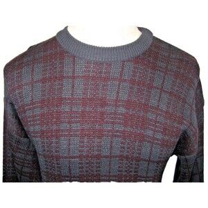 Mens NWOT GFC Trading  Company Green Check LS Crewneck Pullover Sweater sz M
